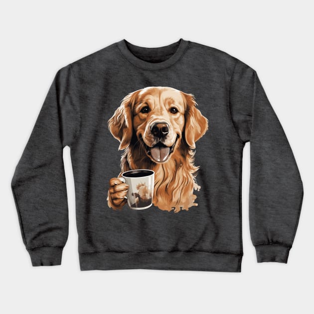 Golden Retriever Drinking Coffee Crewneck Sweatshirt by Graceful Designs